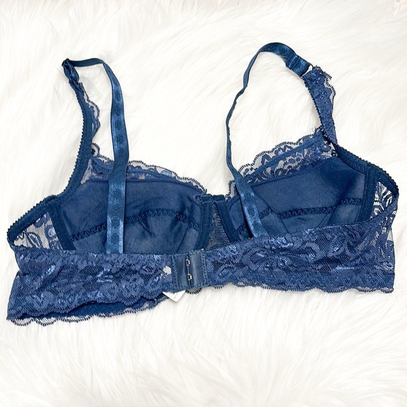 Women's Navy Blue Wired Lace Bra - Picture 3 of 6
